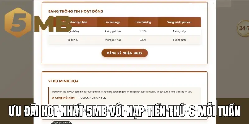Ưu đãi hot nhất 5mb với nạp tiền thứ 6 mỗi tuần